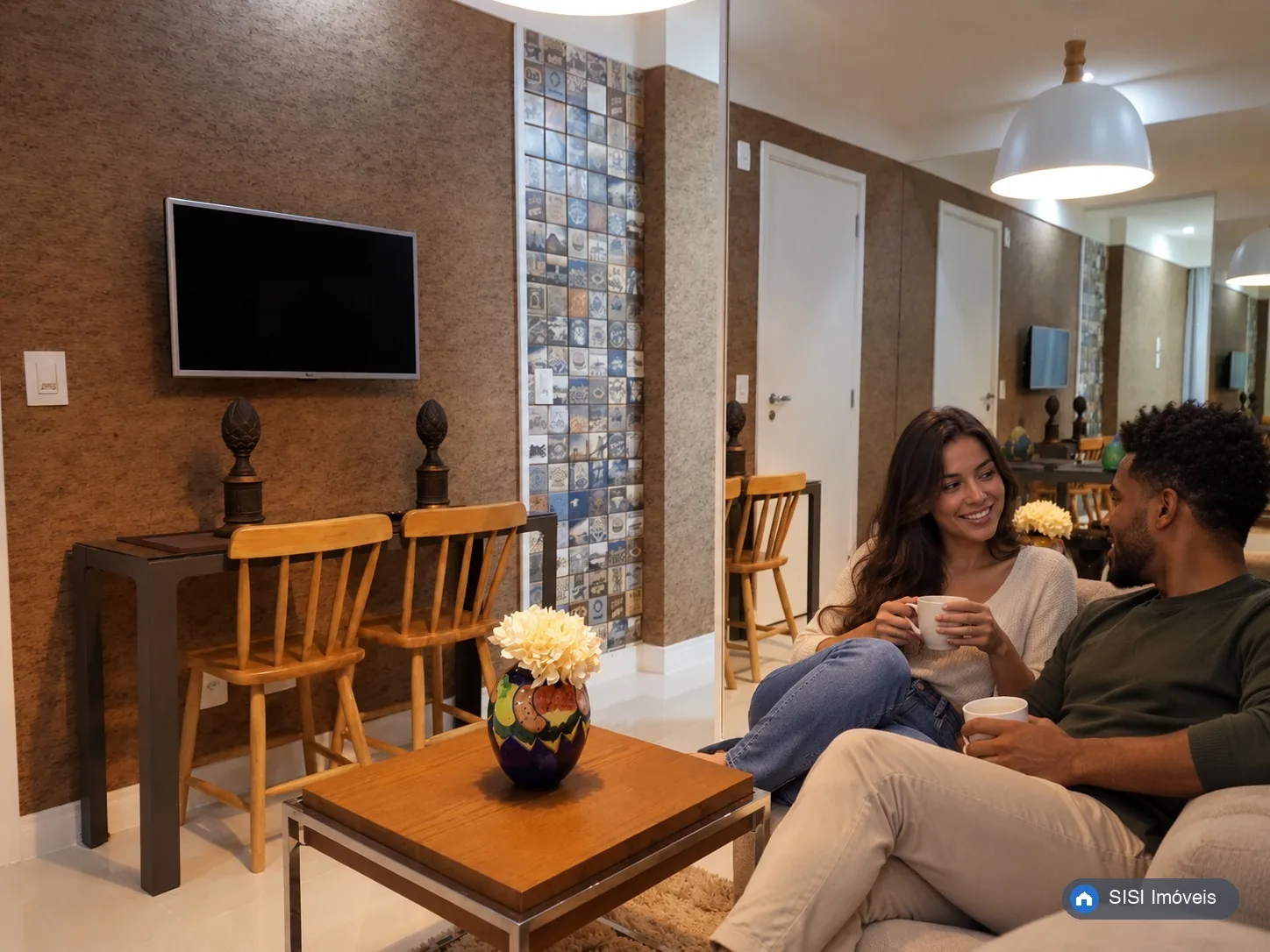 Apartamento para alugar na SQNW 311, Noroeste | 1 quarto mobiliado, 31 m²: Sala — imagem ilustrativa